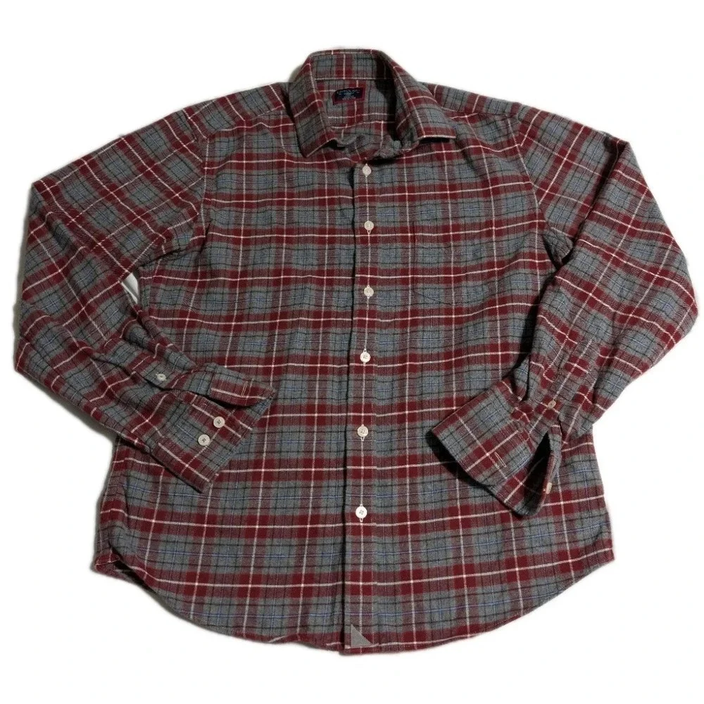 UNTUCKit Cabero Flannel Shirt Mens Medium Slim Fit‎ Red Gray Plaid Button Up...